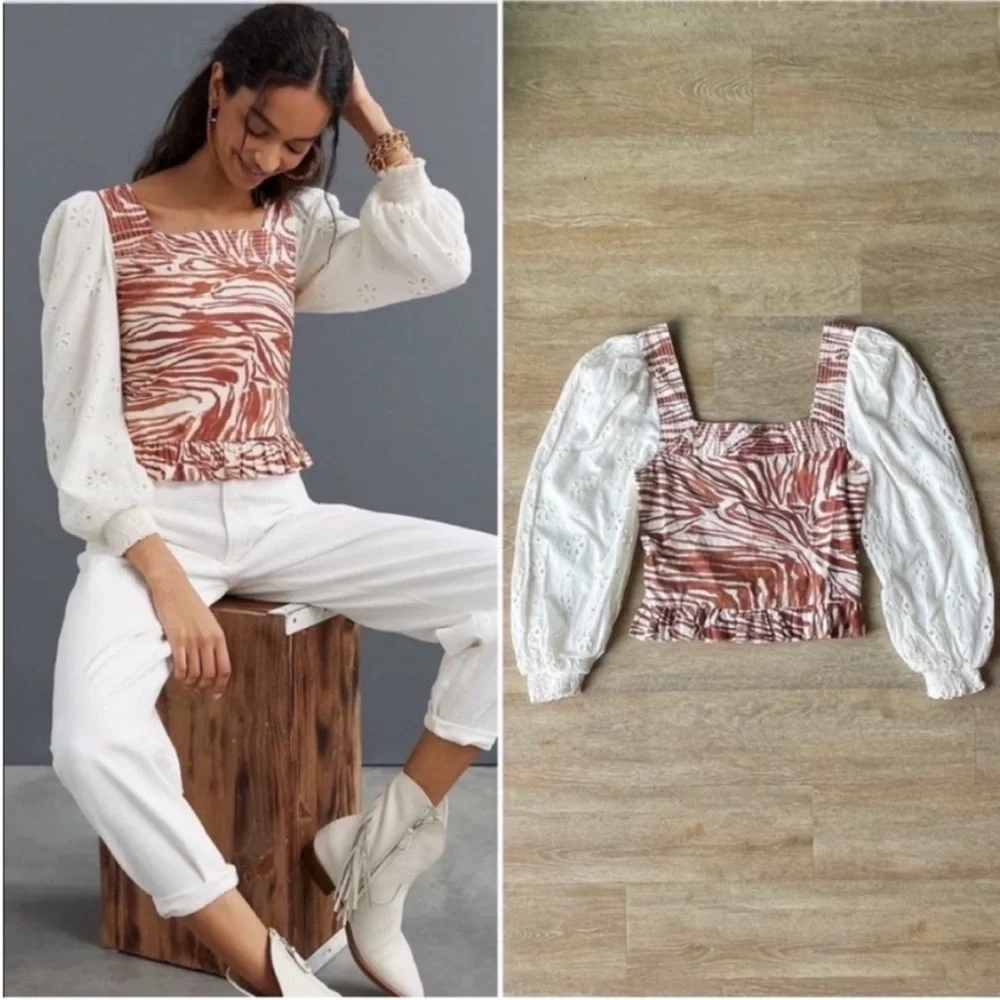 Love the Label Smocked Puff-Sleeve Blouse